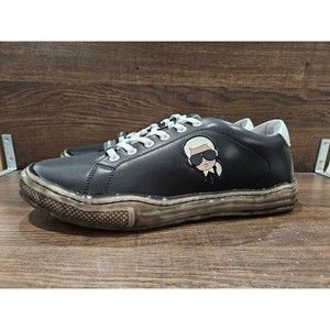 Karl Lagerfeld Men's Head Dipped Sole Sneakers Black 12M New